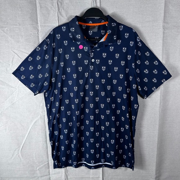 Puma Other - Puma X Skull Cat Collection Print Golf Polo Shirt Navy Blue Short Sleeve M